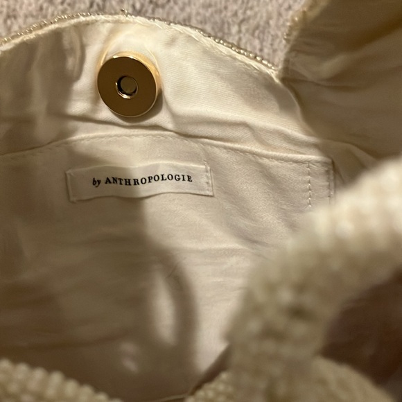 NWT | ANTHROPOLOGIE Beaded Square Shoulder Bag, Beige & Cream - Picture 9 of 9